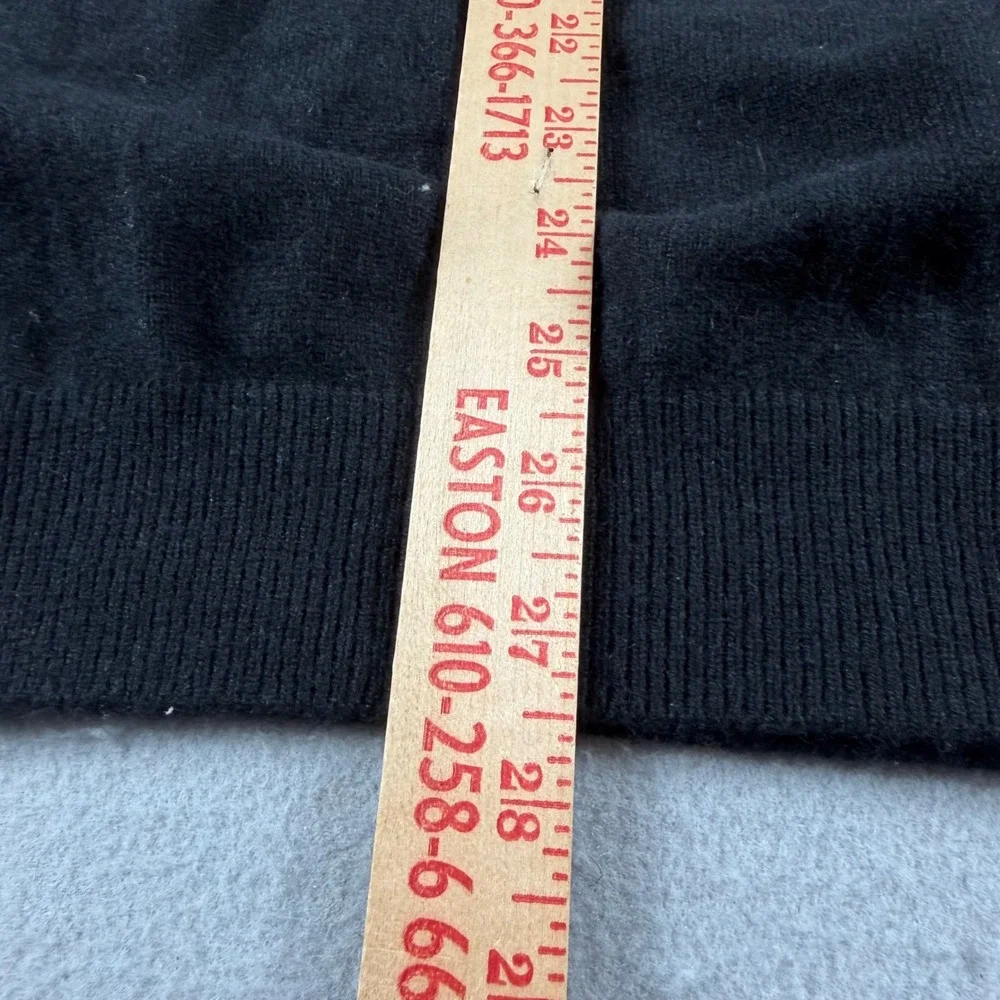 Lands End Mens XL Black 100% Cashmere Long Sleeve Polo Sweater 3 Button Knit